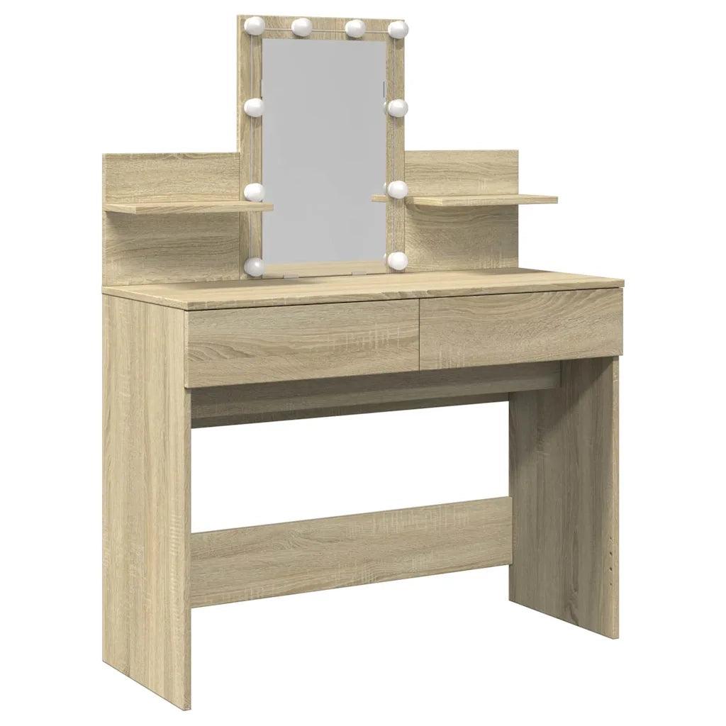 Toeletta | Tavolo da Trucco con LED Rovere Sonoma 100x40x130 cm