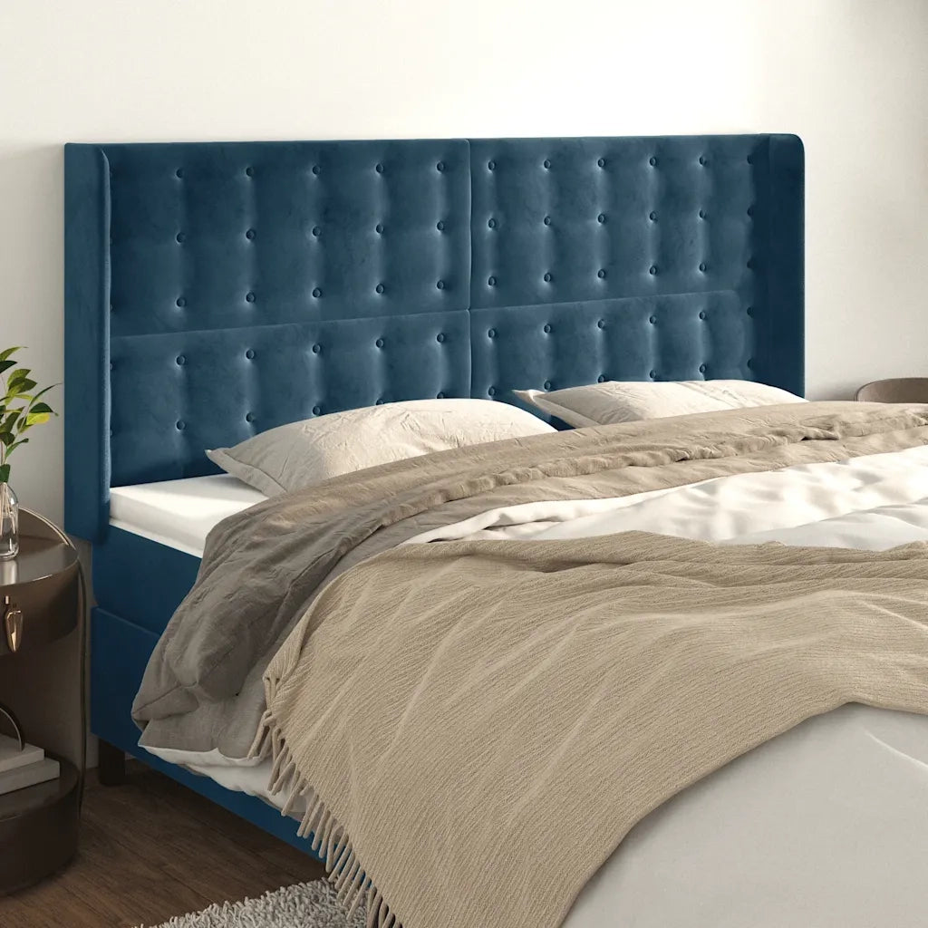 Testiera ad Orecchio Blu Scuro 183x16x118/128 cm in Vellutocod mxl 73765