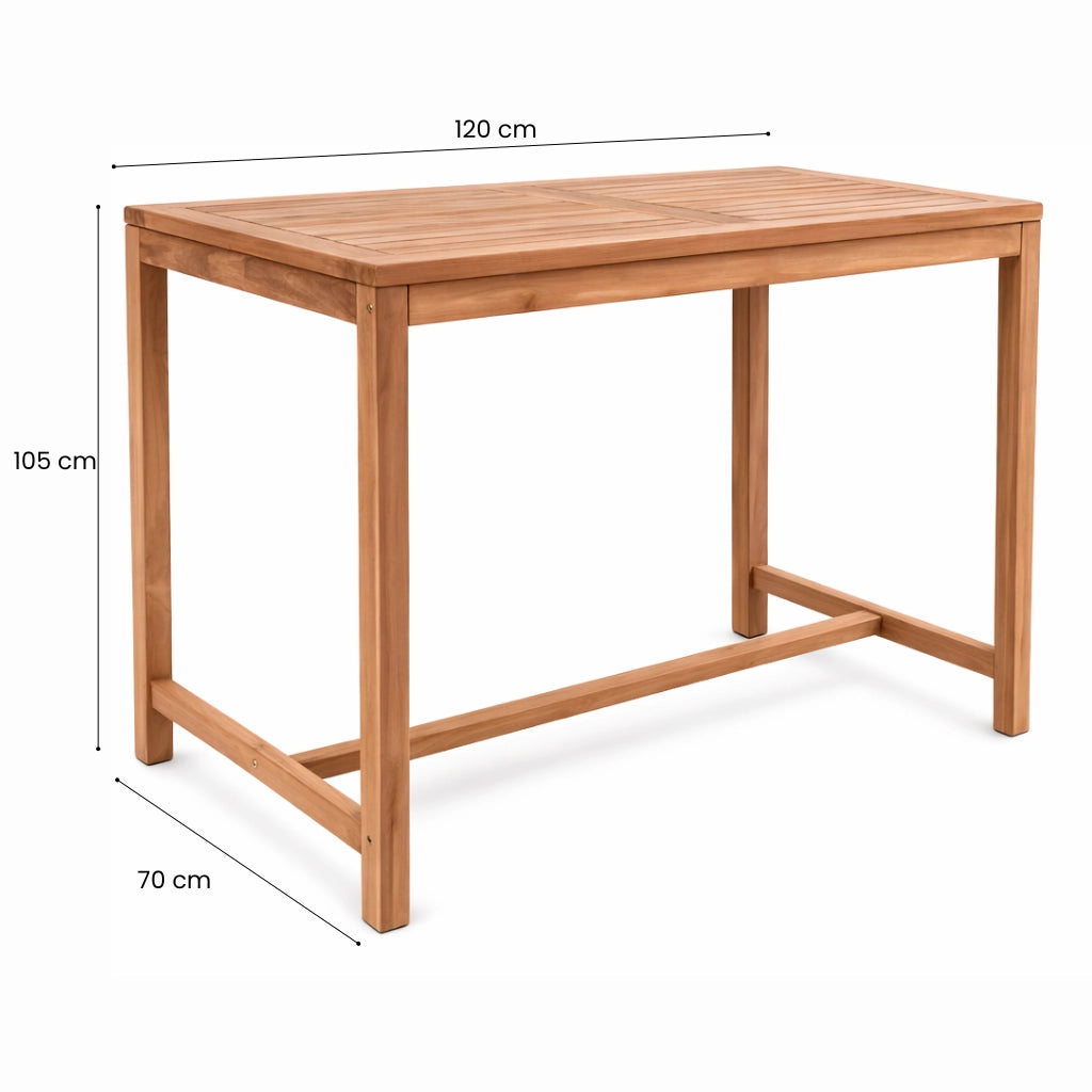 Tavolo Bar Large da Giardino 120x70 cm in Legno Teak Massello