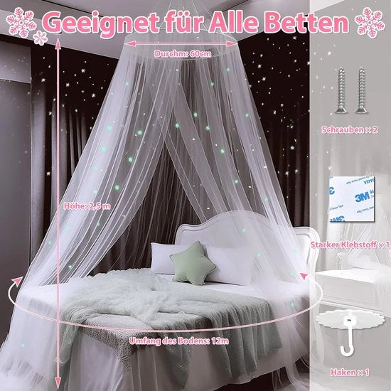 Muggennet perforato luminoso per letto matrimoniale, letto singolo, lettino per bambini, cameretta con chiodi, viti, rete per letto finemente tessuta per uso domestico e viaggio, interno ed esterno