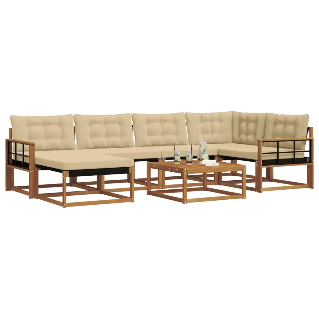 Set di divani da esterno con cuscino 19 pcs Naturale e Beige 3369656