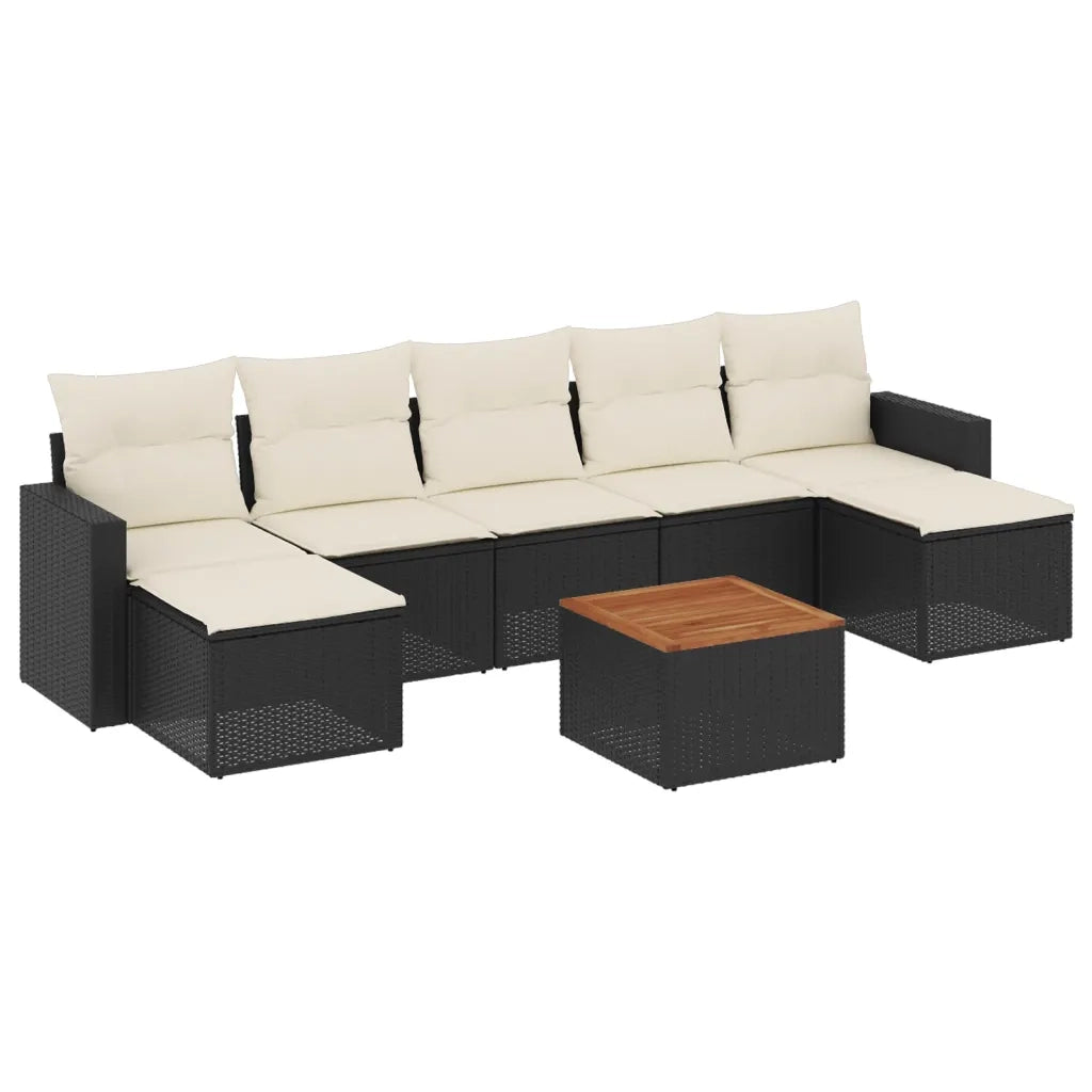 Set Divani da Giardino con Cuscini 8 pz Nero in Polyrattancod mxl 113153