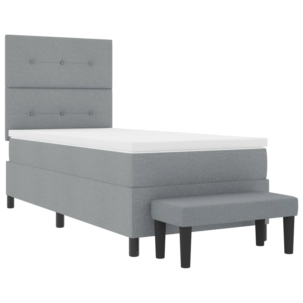 Letto a Box Spring con Materasso e Panchina Grigio Chiaro 80x200 cm Tessuto