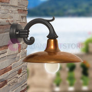 NIKE ANTRACITE Lampada a Parete da Esterno con piatto in ottone anticato