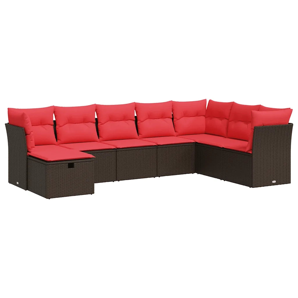 vidaXL Set Divani da Giardino 8 pz con Cuscini Marrone in Polyrattan