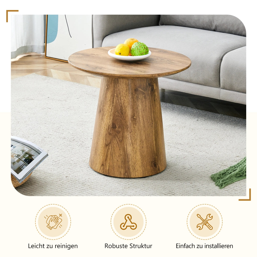 Tavolino da caffè con piano rotondo - per soggiorno - in MDF - 50×48 cm - legno
