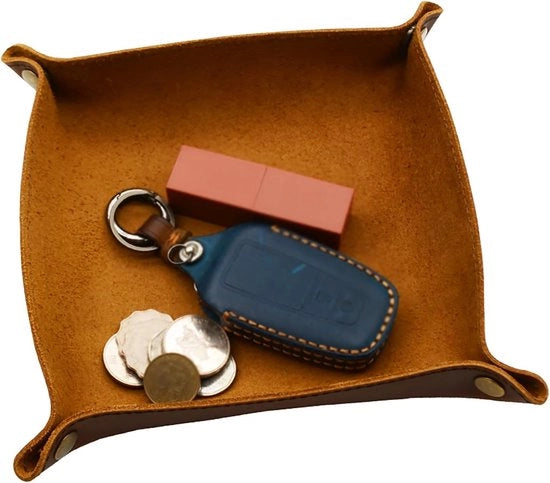 Dienblad in pelle - catch-all multifunzionale per chiavi, telefono e monete - 1 pezzo - marrone - pelle