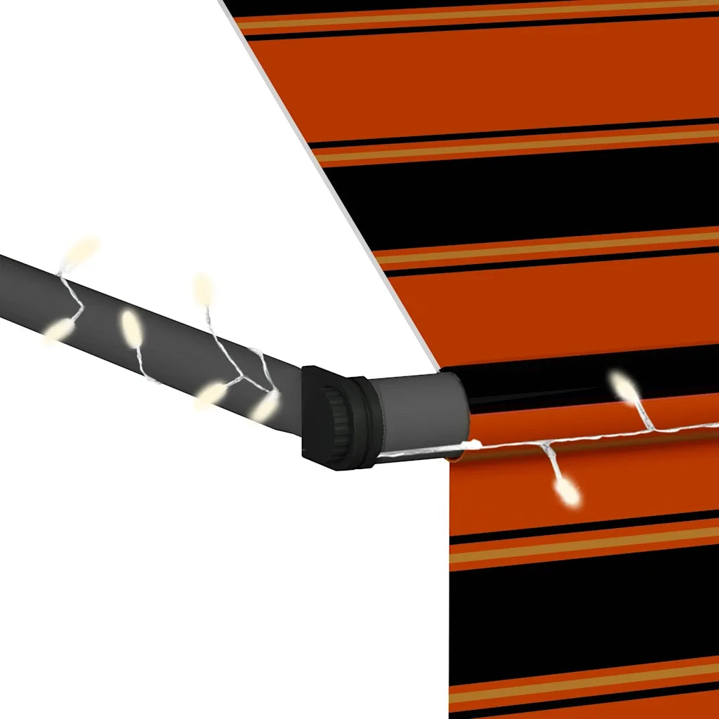 Tenda da Sole Retrattile Manuale LED-Tenda parasole per Patio 400 cm Arancione e Marrone