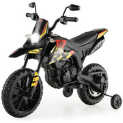 Moto cavalcabile per bambini con licenza aprilia e 2 ruote aggiuntive, Moto elettrica 12V con musica Nero-Moto elettriche
