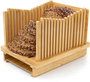 Broodsnijder Multifunzione con Stampa a Bamboo, Adattabile per 3 Differenze di Densità, per Pane, Bagel e Fette di Pane