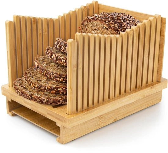 Broodsnijder Multifunzione con Stampa a Bamboo, Adattabile per 3 Differenze di Densità, per Pane, Bagel e Fette di Pane