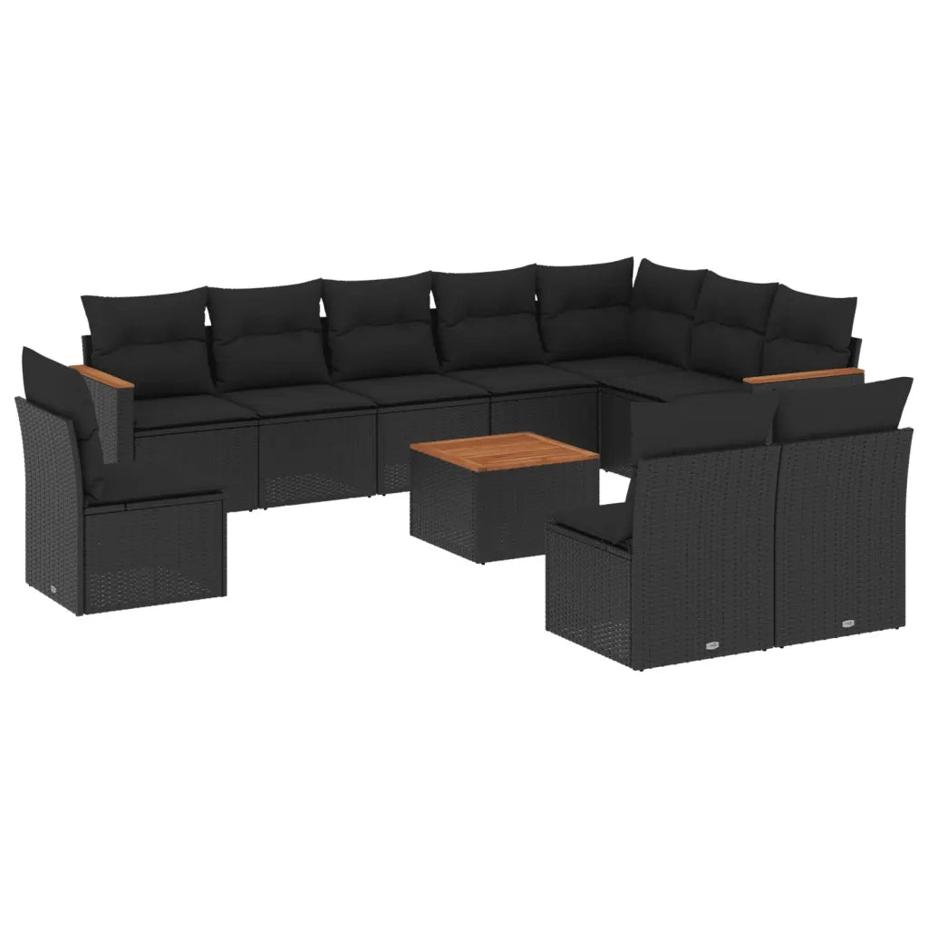 Set Divani da Giardino 11 pz con Cuscini in Polyrattan Nero 3258478