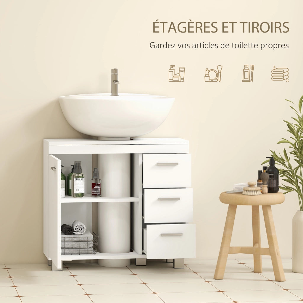 Mobile sottolavabo ¨C Xylo ¨C 3 cassetti con anta, bianco, 70x30x64 cm