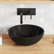 vidaXL Lavandino Ø28x10 cm in Ceramica Nero Lucido