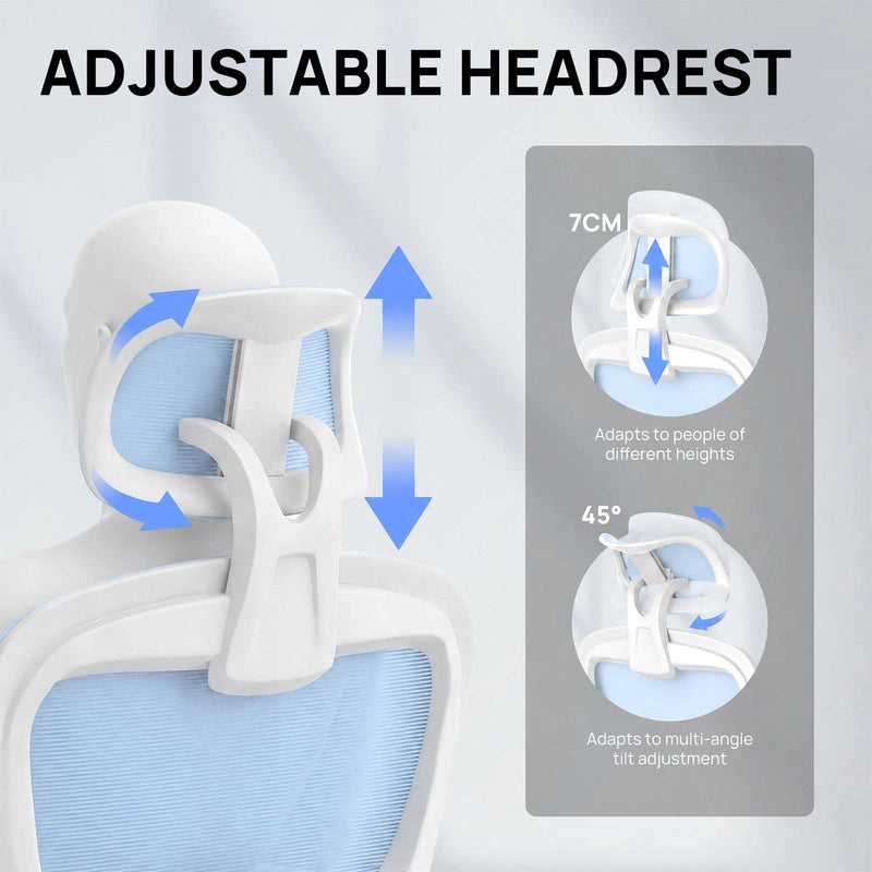 Sedia da ufficio ergonomica - Poltrona HAMLODY - con braccioli pieghevoli a 90° - Supporto lombare - Regolabile in altezza Blu