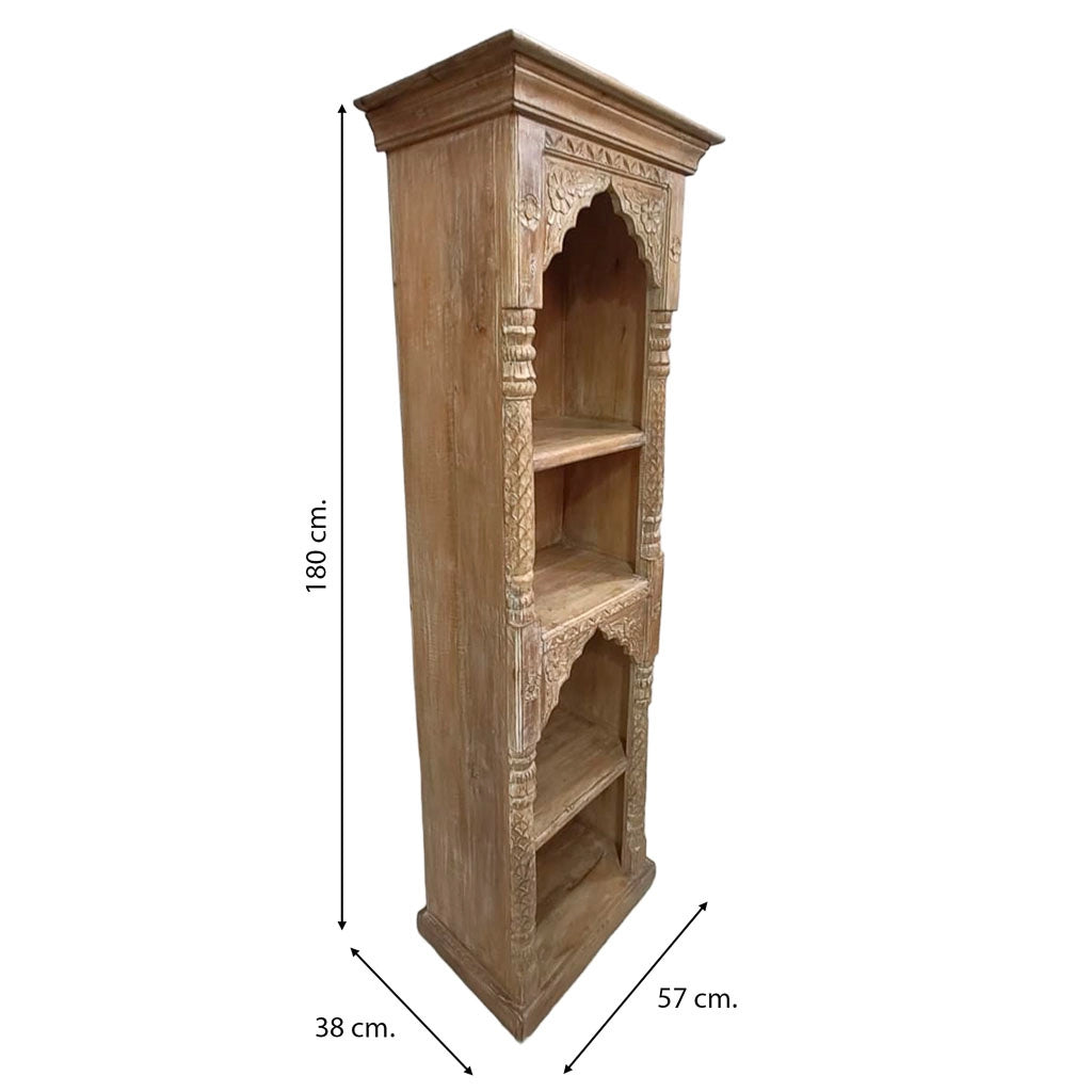 Libreria in legno con finitura artigianale marrone, 57x38x180h cm