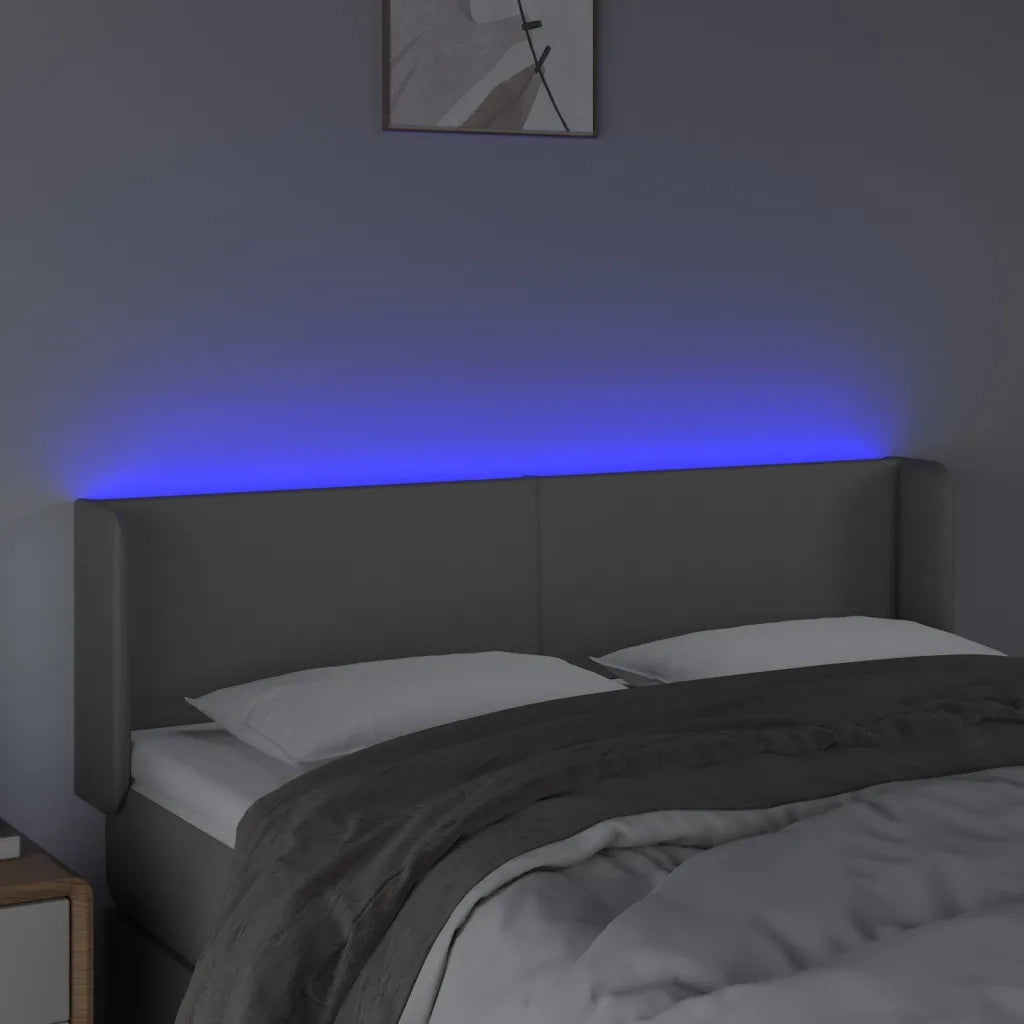 Testiera a LED Grigio 147x16x78/88 cm in Similpelle 3123050