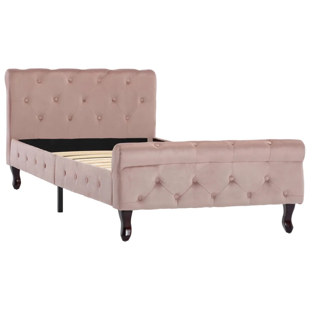 Letto singolo | Letto per adulti | Giroletto Rosa in Velluto 90x200 cm