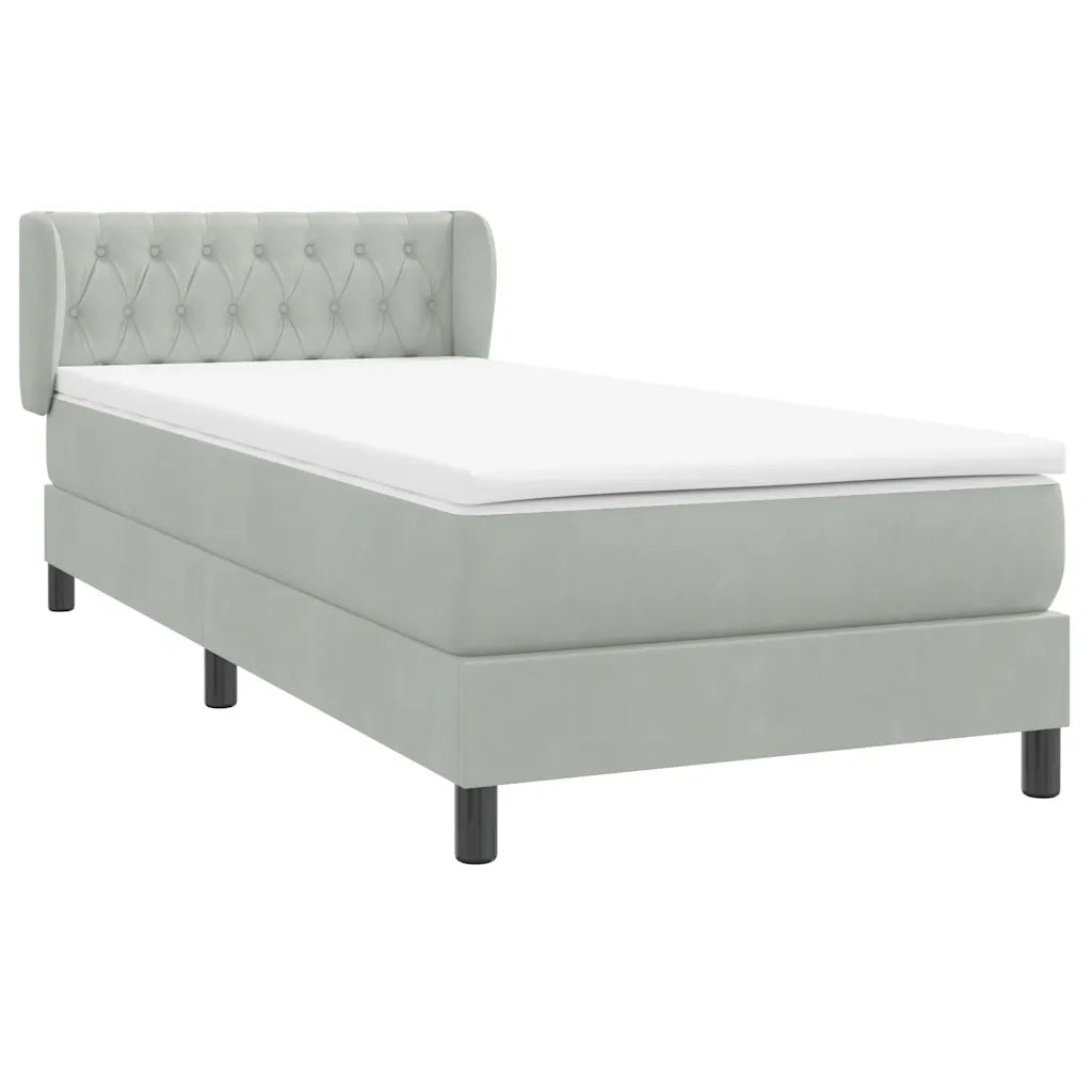 Giroletto a Molle con Materasso Grigio Chiaro 80x210 cm Velluto 3317757