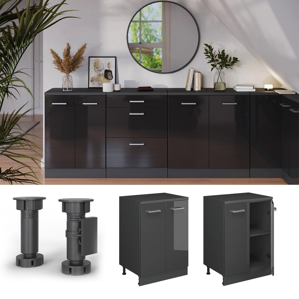 Mobile per mansarda Rion Antracite lucido/Antracite 60 x 83.8 cm senza inclinazione con 2 ante Vicco