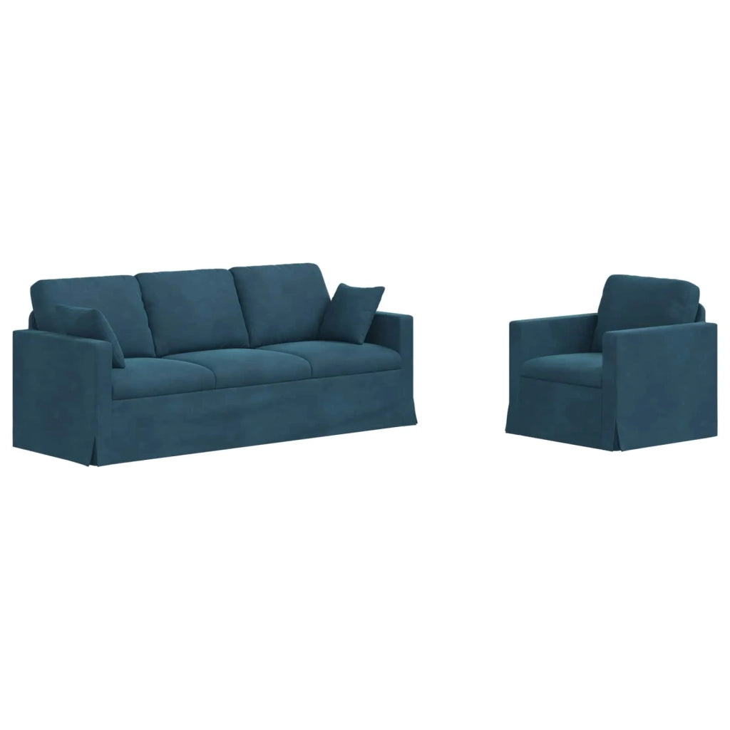 Set di divani 2 pcs Blu 198 x 78 x 80 cm Velluto
