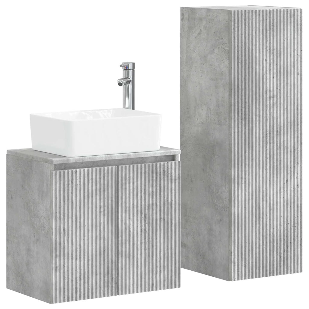 Set di mobili per il bagno 2 pz Grigio Cemento 3406126