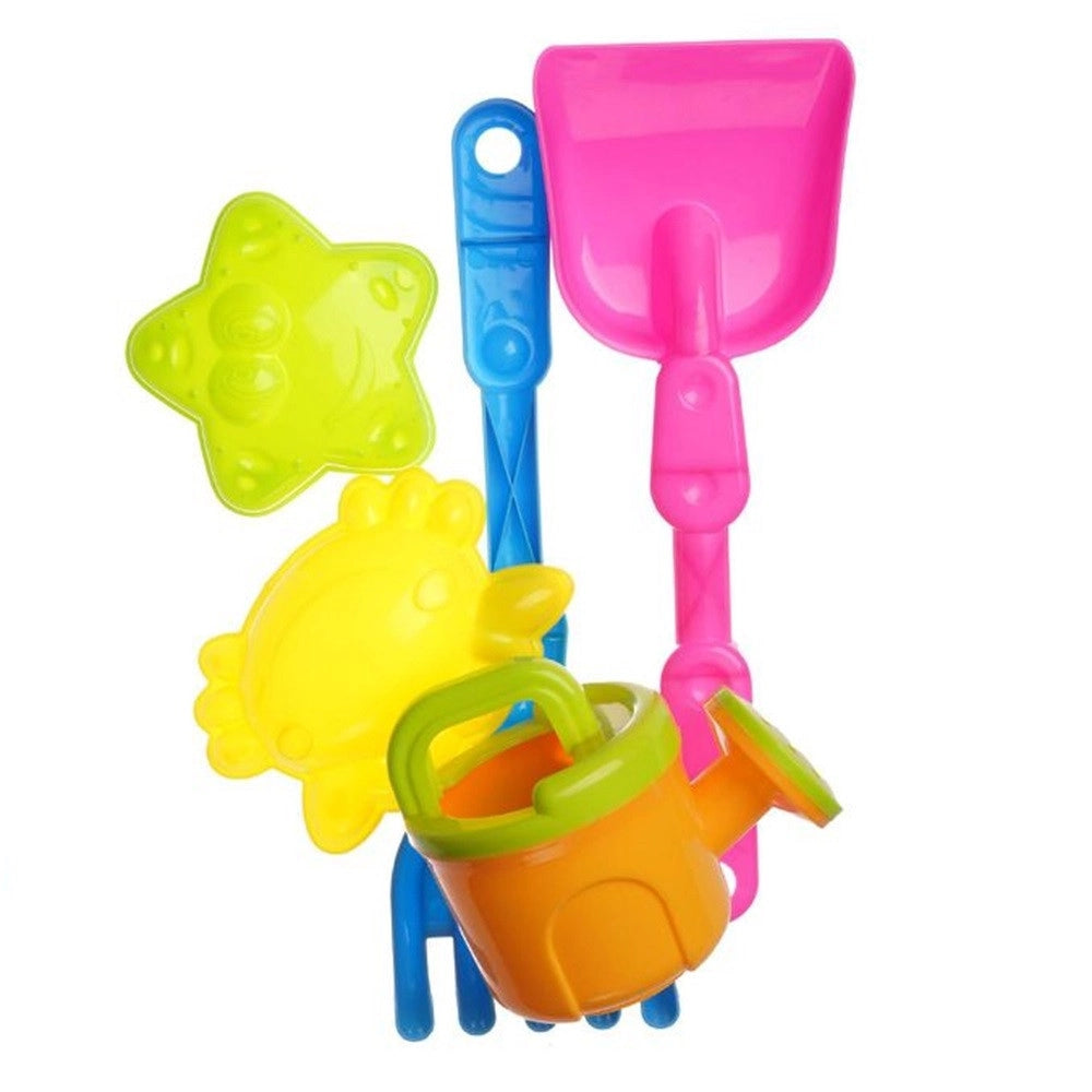 Trade Shop - Set Giocattoli Spiaggia 5pz Bambini Paletta Innafiatoio Rastrello Formine Marine 618566 -