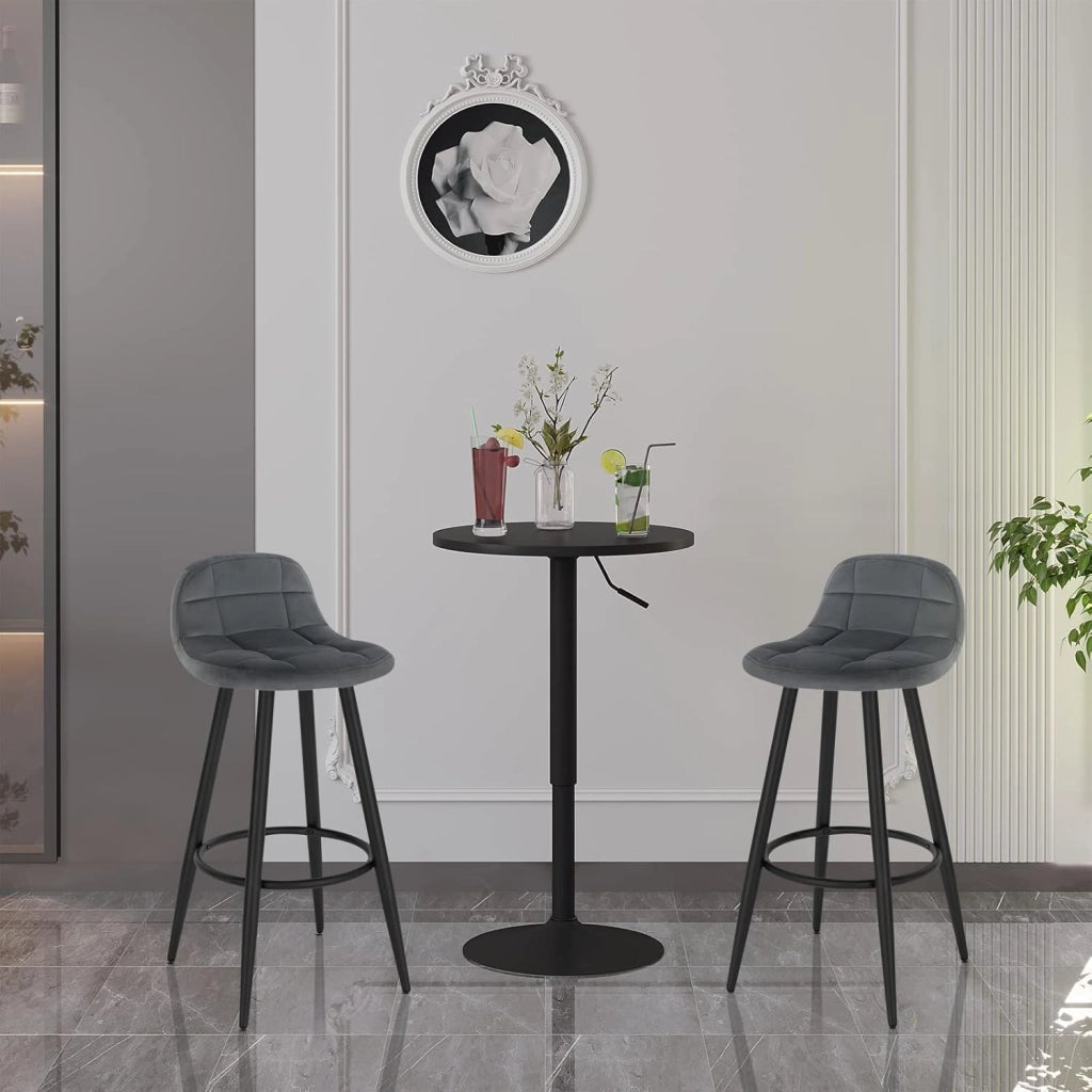 WOLTU Sgabello da Bar Moderno, Sedia Alta da Cucina con Schienale e Poggiapiedi, Seduta Imbottita, Sgabello in Velluto e Metallo, Altezza Seduta 70cm, Grigio Scuro BH364dgr-1