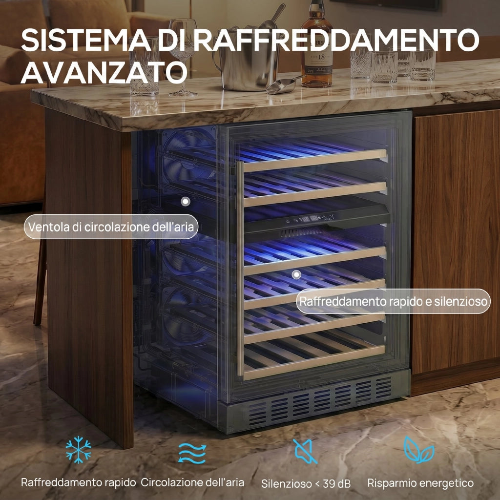 Cantinetta Vino Doppia Temperatura ¨C Xylo ¨C 46 Bottiglie 131L 5-18¡ãC Porta Vetro Temperato Nero