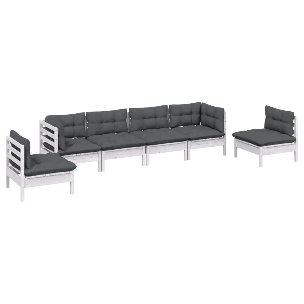 Set Salotto da Giardino 6 pz con Cuscini Legno Massello di Pino 3096197