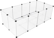 Recinzione per piccoli animali, casetta per piccoli animali, recinto esterno con pannelli di pavimento, box, rete di plastica e metallo per piccoli animali, cavia, hamster, coniglio, manifestino