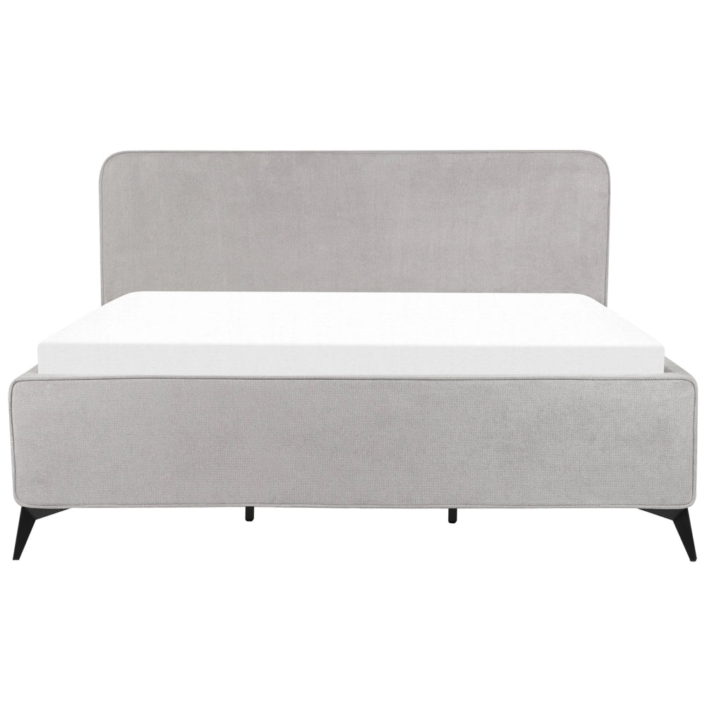 Letto Grigio Chiaro in tessuto Gambe in metallo nero 180 x 200 cm a doghe Camera da letto Classica Minimalista