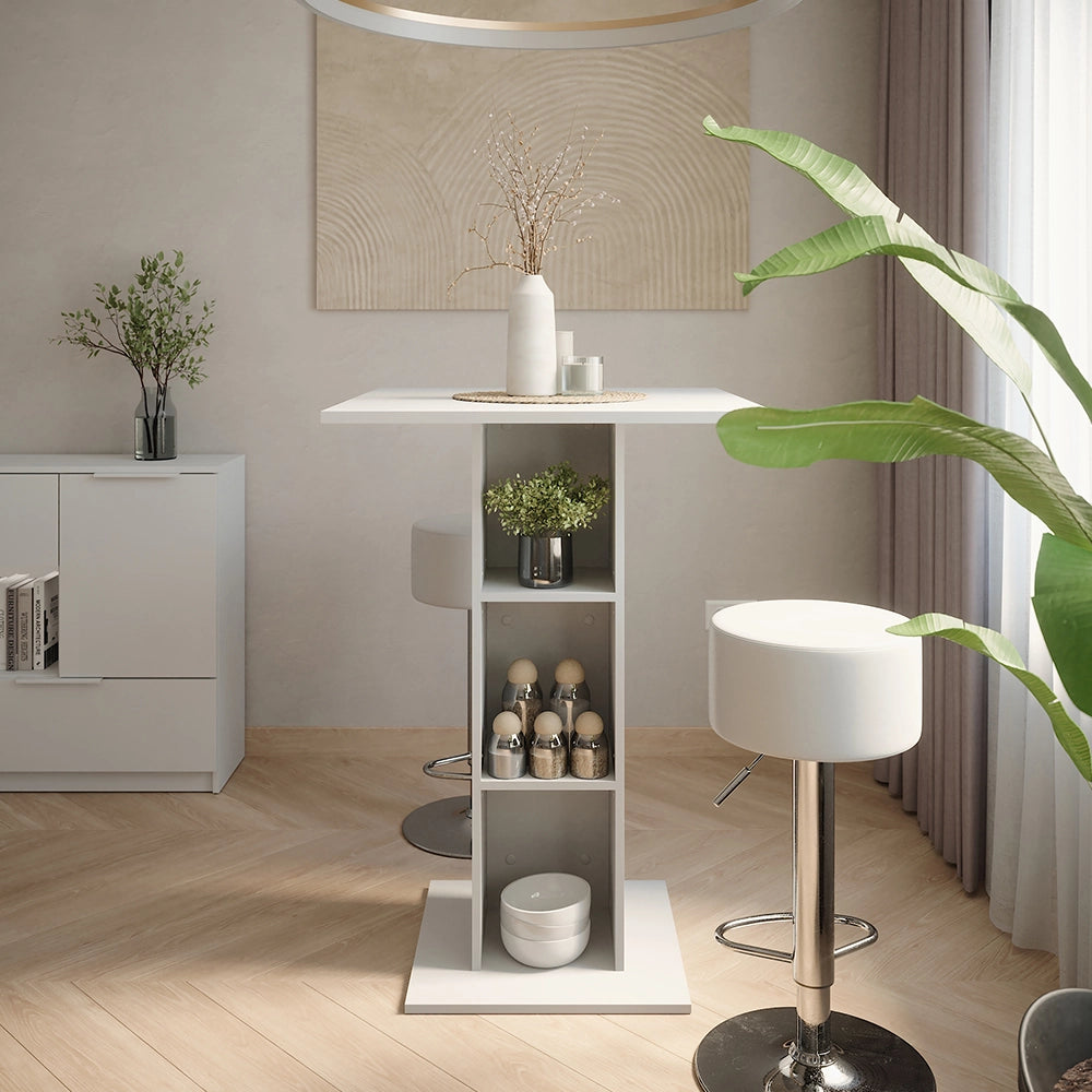 Vicco tavolo bar con sgabelli Bianco 75 x 75 cm con 2 sgabelli da bar
