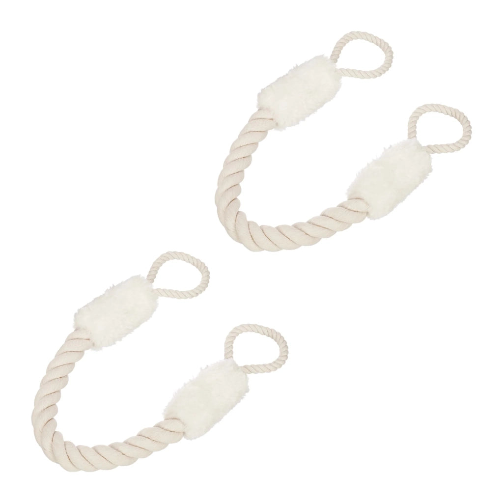 Set di 2 fermaporte decorativi anti-sbattimento ergonomici 15 x 5 x 5 cm in tessuto bianco 13_0012078