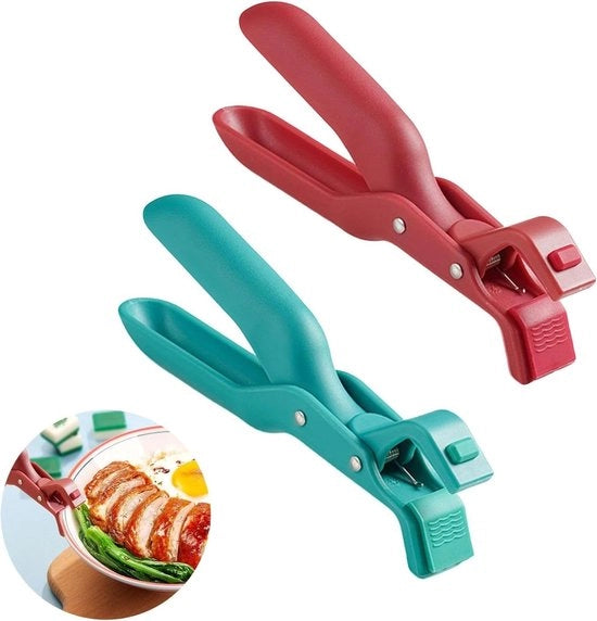 Clip Anti-verbranding - Contenitori Cucina - Pacchi Cibi Caldi - Progettazione Ergonomica - 2 Pezzi - Rosso/Verde
