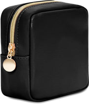 Borsa da trucco portatile in PU, piccola borsa da trucco con chiusura a raccatto, nera (patentata)