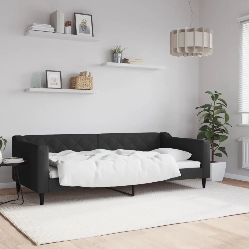 Letto singolo | Letto per adulti | Letto da Giorno Nero 90x200 cm in Tessuto