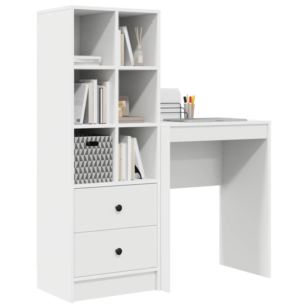 Scrivania con cassetto con lo scaffale 2 pcs Bianco 3337297