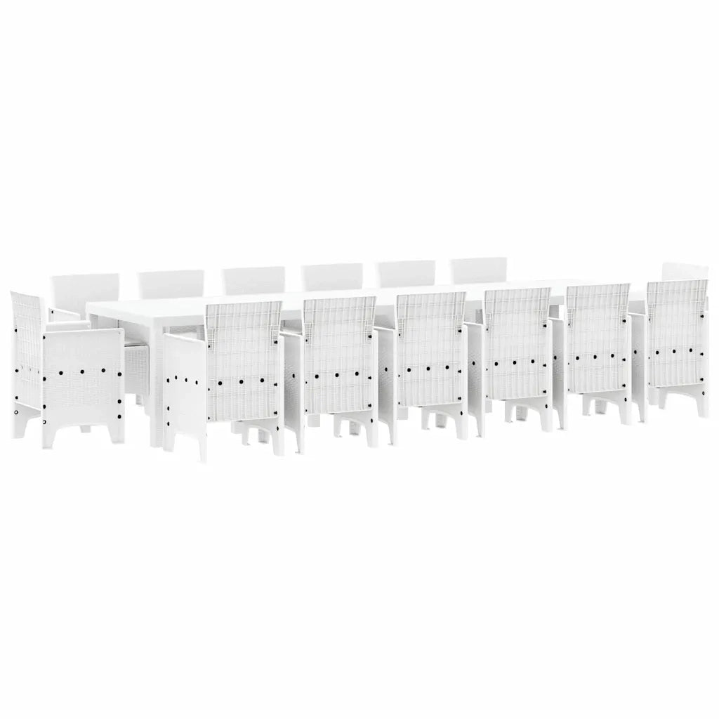 Set da Pranzo per Giardino 15 pcs Bianco Rattan Polt 3378644