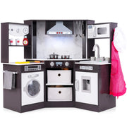 Cucina giocattolo per bambini in legno con luci e suoni realistici, Angolo cucina con cappa aspirante illuminata Caff¨¨-Cucine giocattoli