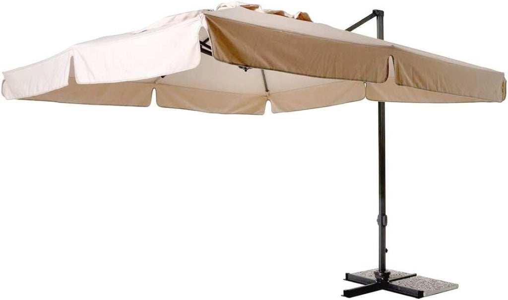 Ombrellone da Giardino Palo Manovella 3x3 con Flaps Laterali, Antracite-Ecrù