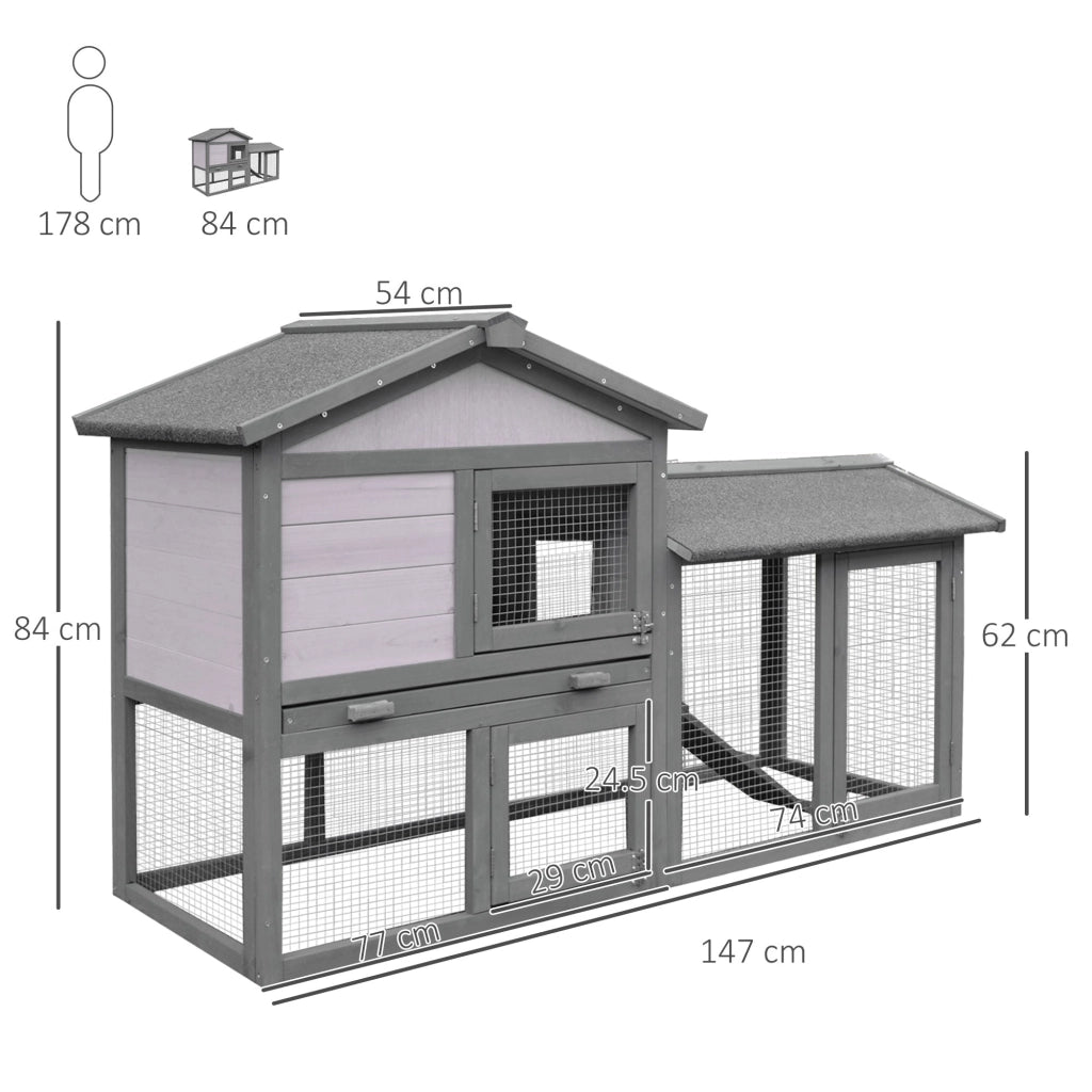 Conigliera da Esterno 147x54x84 cm in Legno Grigio