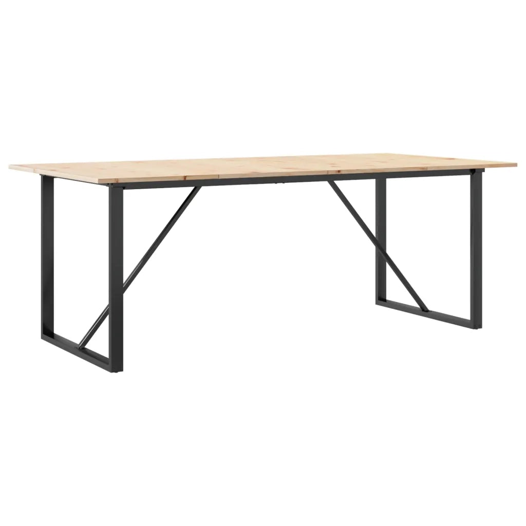 Tavolo da Pranzo Telaio a O 200x100x75 cm Legno Pino e Acciaio