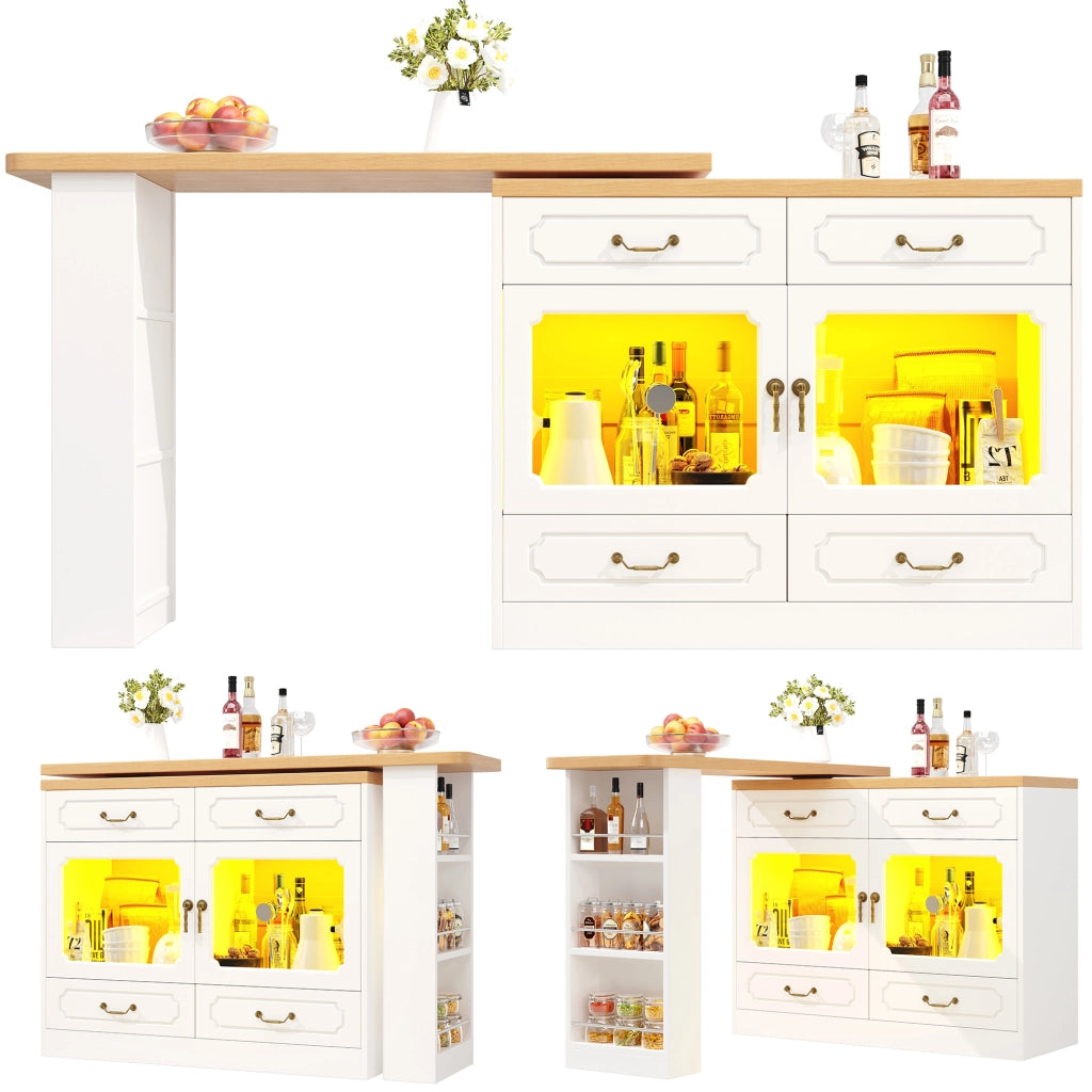 BARTAVOLO Allungabile 135-203x39x92,8 cm MDF Bianco con LED