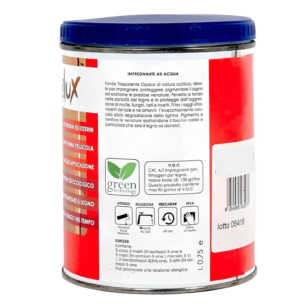 Impregnante soluzione acrilica fondo protettivo legno colore mogano ecolux *** formato 750 ml, confezione 1