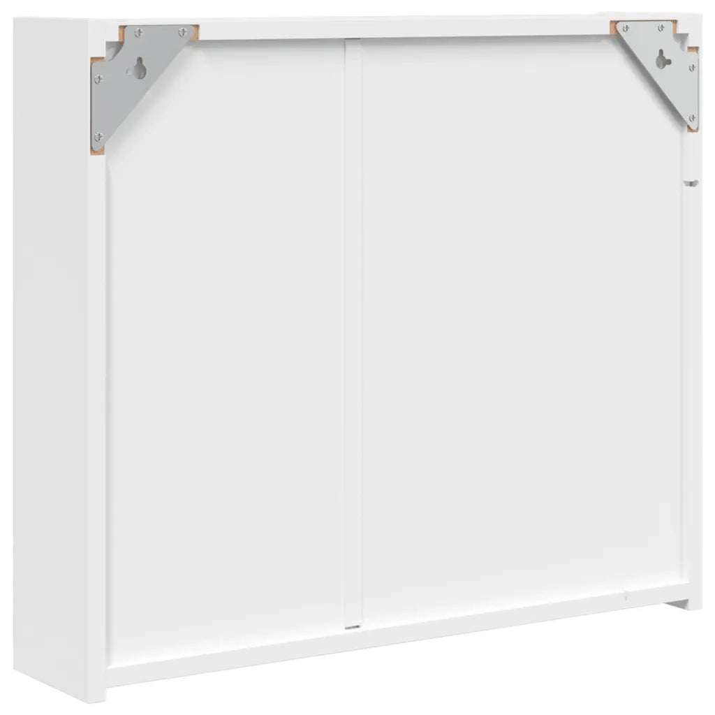 Mobiletto da bagno a parete con specchio e illuminazione a LED 60 x 13 x 52 cm pratico contenitore stile pulito legno bianco 02_0047269