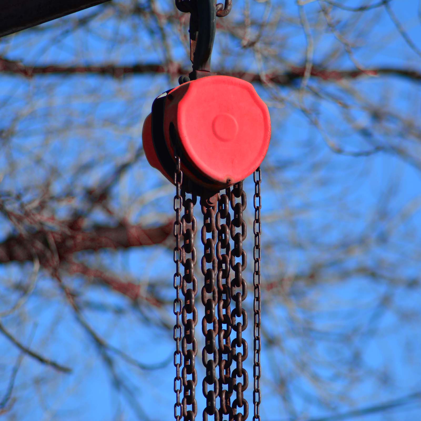Paranco a catena manuale, max 5000 kg, con catena di 3 m, sollevamento di 2,5 m per carichi pesanti