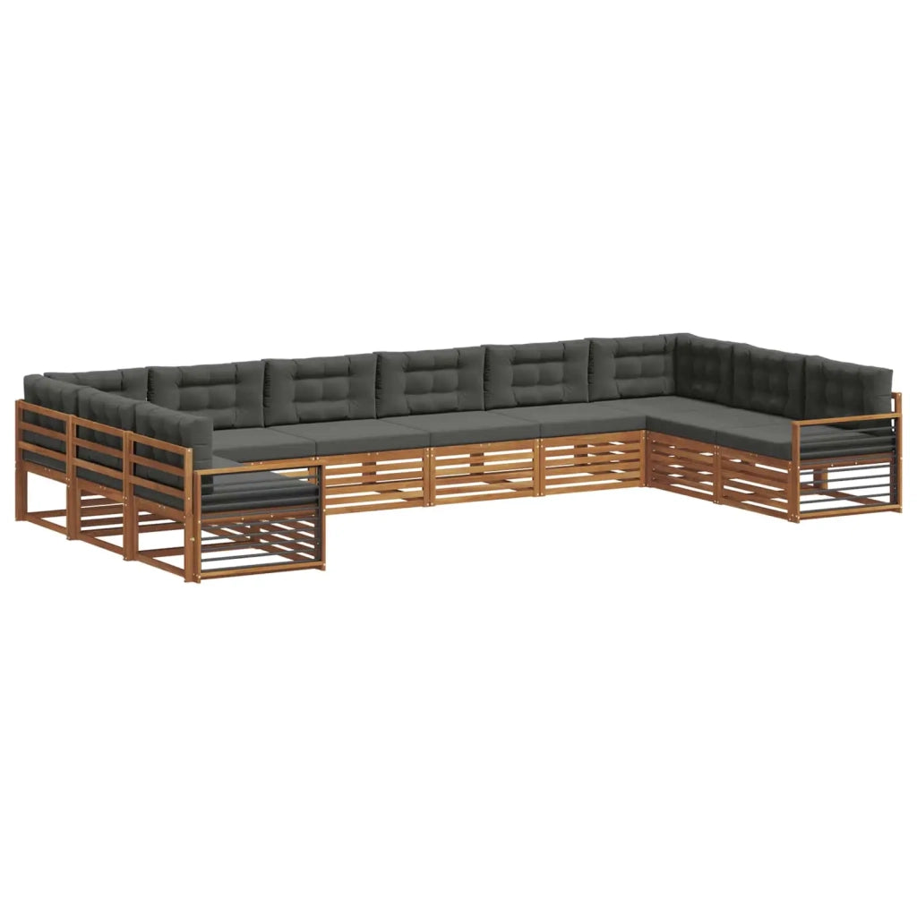 Set divani 11 pcs Naturale e Antracite Legno di Acacia Massello 3374222