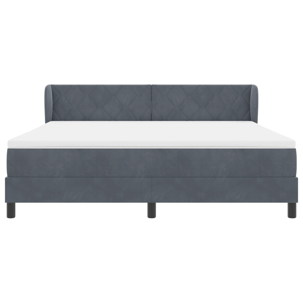 Letto Box Spring con Materasso Grigio Scuro 180x200 cm in Velluto