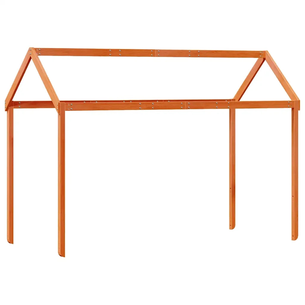 Letto a Soppalco con Tetto Cera 75x190cm Legno Massello di Pino